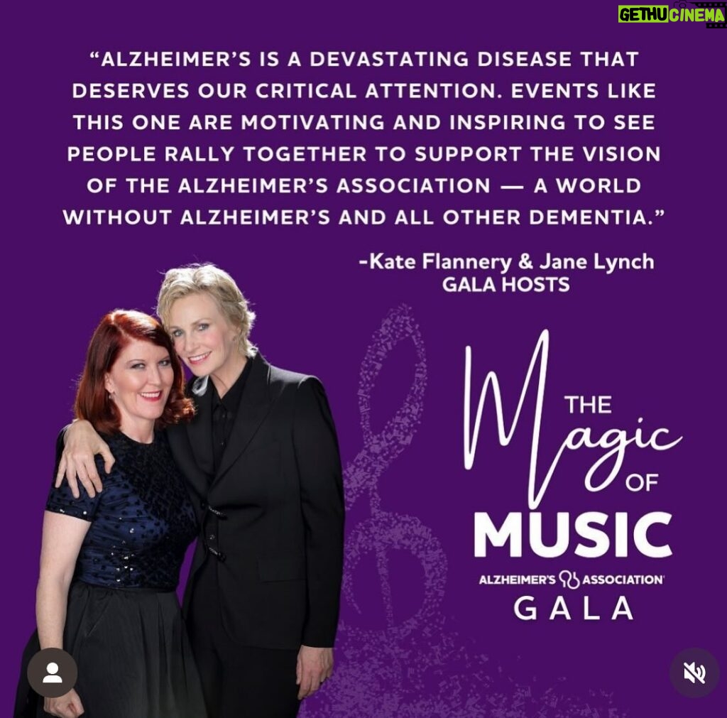 Jane Lynch Instagram - @therealkateflannery and I are thrilled to be hosting @socalzofficial Magic of Music Gala on May 9 at Sony! Tickets at magicofmusic.givesmart.com. Join us!