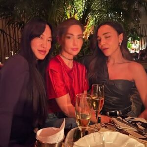 Janet Montgomery Instagram - Best friends from every angle, continent, mood and decade. Proof that we just keep getting finer with age 💜❤️🖤