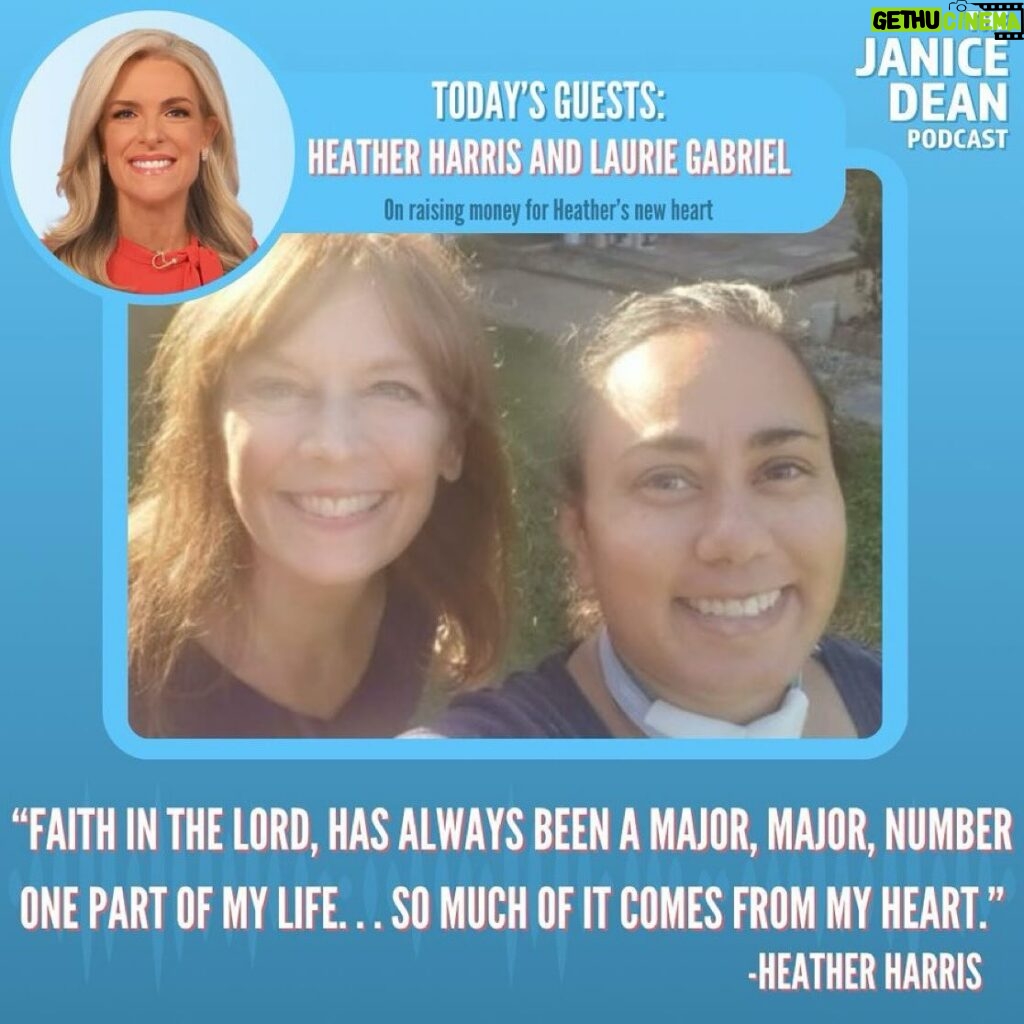 Janice Dean Instagram - An incredible interview with two amazing women. After suffering a massive heart attack and three strokes, Heather Harris and her former teacher, Laurie Gabriel have been working tirelessly to raise money for a life-saving operation. Both are relying on their faith and the generosity of others to help Heather stay alive. A heartbreaking but ultimately hopeful conversation. Copy paste link: buff.ly/3Nyn1JA