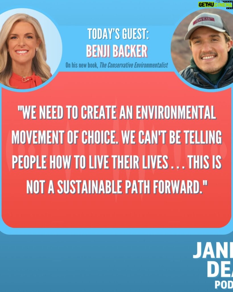 Janice Dean Instagram - My friend @BenjiBacker joins me for a great conversation about the environment and protecting the wonderful planet we all share. It’s only been the last few decades where climate change conversations have become partisan, and he wants to get us back to a place where we all have educated, helpful discussions. Listen: https://megaphone.link/FOXM9809956834