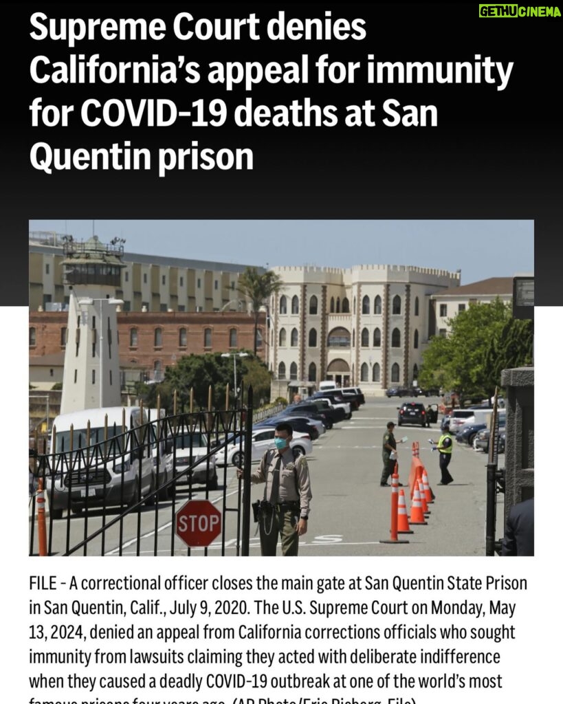 Janice Dean Instagram - This is a big deal. Especially for families who have been fighting for justice against leaders that deliberately admitted thousands of Covid patients into nursing homes. Supreme Court denies California’s appeal for immunity for COVID-19 deaths at San Quentin prison The U.S. Supreme Court denied an appeal from California corrections officials who sought immunity from lawsuits claiming they acted with deliberate indifference when they caused a deadly COVID-19 outbreaks four years ago. *****The lawsuit stemmed from the transfer of infected inmates in May 2020 from a Southern California prison to San Quentin, which at the time had no infections.