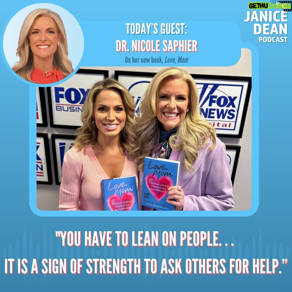 Janice Dean Instagram - Today’s podcast features my friend @nicolesaphier_md as we celebrate the release of her new bestselling book Love, Mom: Inspiring Stories Celebrating Motherhood. Dr. Saphier reflects on finding out she was pregnant while still in high school, the hardships (and blessings) she went through, and the lessons learned along the way. Link here: https://megaphone.link/FOXM3306067820
