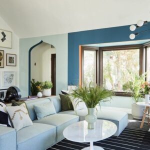 Janina Gavankar Instagram - This is Ms. @mandychengdesign . I’m so proud of what she did to my house. This is the living room, outfitted with @roveconcepts furniture, and a piece @livioramondelli drew, specifically for the wall/tv. The whole redesign can be found on @dwellmagazine . Feel free to AMA and I’ll answer!
📸 @madelinetolle