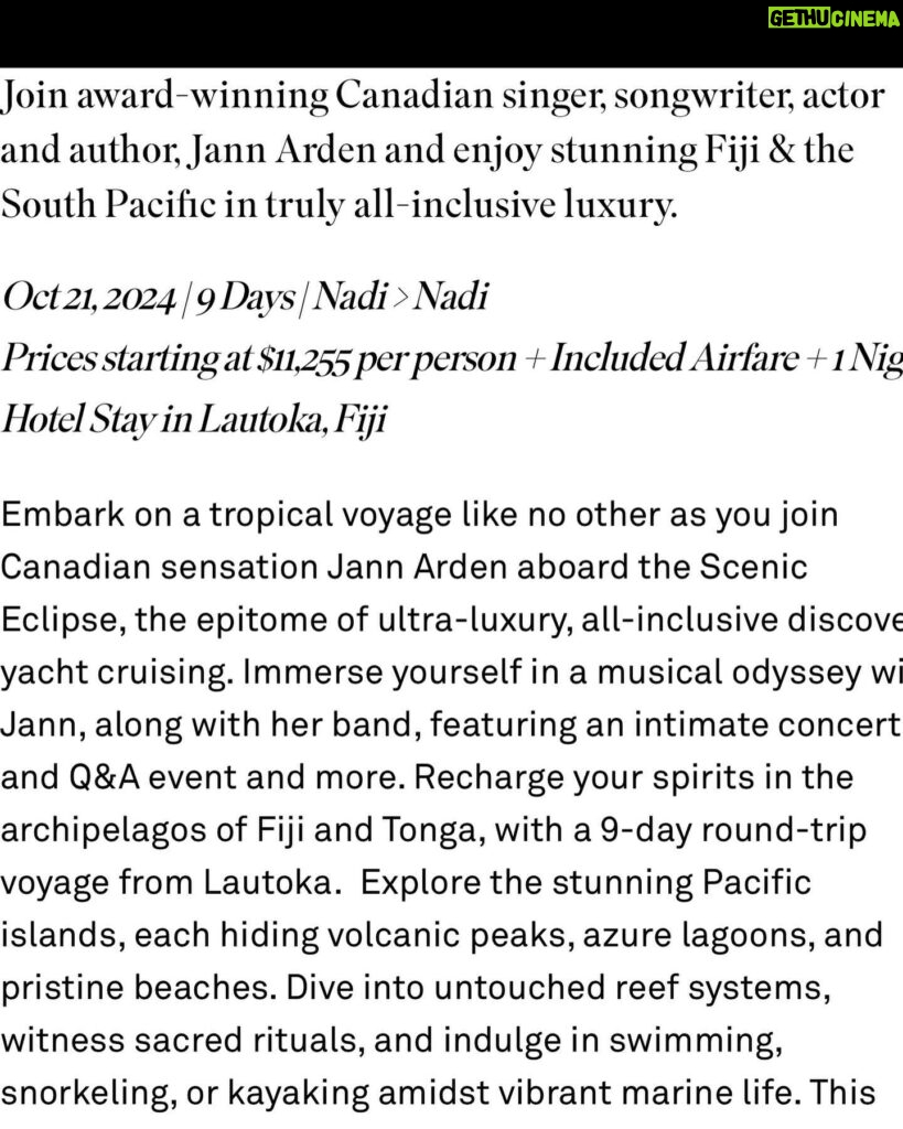Jann Arden Instagram - Hope this helps you find the @scenic.luxurycruisestours in Fiji!