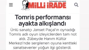 Janset Paçal Instagram - 🎭 #Tomris oyunumuz ile ilgili Ufuk Azbay tarafından hazırlanan haber 3 Şubat 2024 tarihinde Milli İrade Gazetesi'nde yayınlandı📰

Keyifli okumalar 📰🎭

📇Haber: Ufuk Azbay @azbayufuk 
📰Gazete: Milli İrade Gazetesi @milliiradegazetesi 

Haberin tamamı: https://www.milliirade.com/tomris-performansi-ayakta-alkislandi

@jansetpacal @tomrisoyunofficial @jansetpacal.tv

⭐️Tomris 

📌4 Şubat'ta Ankara Cermodern'de
📌19 Şubat'ta Ataköy Yunus Emre Kültür Merkezi'nde
📌28 Şubat'ta Çorlu Memduh Şevket Esendal Sahnesi'nde sahnelenecek. 

🎫 Biletler Biletix ve Biletinial'da.

🎭 İyi Seyirler 

TOMRİS: @jansetpacal 
Yazar: @kaanerkam 
Yönetmen: #MehmetUlay
Sanat Yönetmeni: @kemaldogulu
Tomris Ekip: @aysuzzzz @harunozdn 
JPTV Ekip: @egeshaqrock 
DonKişot Organizasyon: @donkisottiyatro (05445178402) @_ahmetdinc

 #tomrisoyun  #live #performance 
 #theatre #tiyato #jansetpaçal #janset #kemaldogulu #actress #interview #press #media #photoshoot #backstage #eskişehir #zübeydehanımkültürmerkezi