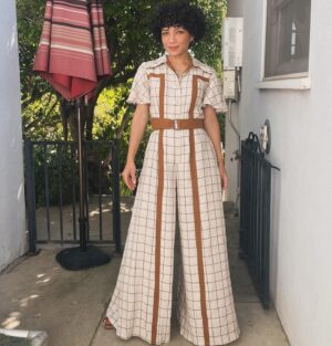 Jasika Nicole Instagram - (First of all, the umbrella in the background of these pics is so distracting I almost didn’t post them but then I remembered that I’m a recovering perfectionist and this is just an opportunity to luxuriate in my humanness lol). Second of all, it’s my birthday! This Aries is welcoming 44 with bright eyes, an open heart, and so. much. gratitude. I love myself. I love the relationships I have cultivated over the past few years. I love my life’s journey, even when it’s been bumpy and full of question marks. I love all the years that got me to where I am now. I am so lucky 🥹!!’ This is another version of the #knowme2027 jumpsuit in a meticulously pattern-matched checked fabric from @blackbirdfabrics , topped off with a brown linen from my stash. Big fan of this pattern, no mods and fit is amazing, plus great pockets (instructions a little questionable/unclear at times which I highlighted in my previous make). Woke up to so many incredible messages of love and sweetness from people on this app- thank you all so much for taking time in your day to throw some love on me 🥹 Thanks to all my friends that were a part of my special surprise day today and thanks the most to @savageblackout who is already making 44 stand out as big, bold and beautiful! I love you so much ❤️
