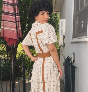 Jasika Nicole Instagram - (First of all, the umbrella in the background of these pics is so distracting I almost didn’t post them but then I remembered that I’m a recovering perfectionist and this is just an opportunity to luxuriate in my humanness lol). Second of all, it’s my birthday! This Aries is welcoming 44 with bright eyes, an open heart, and so. much. gratitude. I love myself. I love the relationships I have cultivated over the past few years. I love my life’s journey, even when it’s been bumpy and full of question marks. I love all the years that got me to where I am now. I am so lucky 🥹!!’ This is another version of the #knowme2027 jumpsuit in a meticulously pattern-matched checked fabric from @blackbirdfabrics , topped off with a brown linen from my stash. Big fan of this pattern, no mods and fit is amazing, plus great pockets (instructions a little questionable/unclear at times which I highlighted in my previous make). Woke up to so many incredible messages of love and sweetness from people on this app- thank you all so much for taking time in your day to throw some love on me 🥹 Thanks to all my friends that were a part of my special surprise day today and thanks the most to @savageblackout who is already making 44 stand out as big, bold and beautiful! I love you so much ❤️
