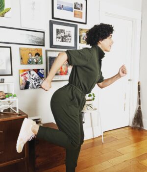 Jasika Nicole Instagram - Sometimes inspiration takes on a whole life of its own. Last summer I saved a tik tok of a woman in a really cute knit shorts jumpsuit in the hopes of recreating it, but by the time I got to making it, it was winter so I amended lots of details to accommodate the cooler weather and I ended up with something completely different! I love love love how this turned out- it is SUPER comfortable, it’s sporty but still feels really chic, and it doesn’t look (or fit) quite like anything I’ve seen in RTW. I used organic cotton sweatshirt fabric and matching rib knit from @wearethefabricstore and it’s every bit as good as you would imagine- it’s soft, the color is vivid, and the matching rib (so hard to find in fabric stores) is just icing on the cake. This ribbing is sold in traditional yardage, and I just folded it over double and sewed the edges to turn it into ankle cuffs, a collar, and details on the pockets. The jumpsuit is completely Frankensteined- I used a vintage stretch and sew women’s rugby pattern, a vintage stretch jumpsuit pattern, the pockets and leg shape of the Hudson pants, and then a little spiritual trueing to kind of meld everything together. Thankfully it actually worked! Most important pattern adjustment was elongating the front tab so that it would be wide enough to step into through the neck and it works like a charm. This has been a great make to enter into 2023 and I can already tell I will be wearing it alot and might have to make another one- maybe in a liberty print sweatshirt fabric. I took some action shots so you could see how comfy it is when I KICK (“I’m FIFTY!”) and pretend to run very hard 😂 shoes are RTW Aasics!