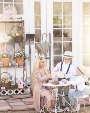 Jasmine Arteaga Sorge Instagram - Tea ☕️ anyone? Loved doing this shoot with my little handsome boys. They are troopers having tea with mama. @colossians323photography #photography #eastershoot #boymom #nowbooking #tea