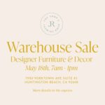 Jasmine Roth Instagram – We’re having a Warehouse Sale in Huntington Beach, CA and you’re invited 🎉 

Come shop designer furniture and decor on May 18th from 7am to 1pm. Please park on the street. Credit card only. Sales tax will be charged. Must take home same day before 2pm. 

Tag a friend you want to shop with 🏡 

#WarehouseSale #HuntingtonBeach #TheShopbyJasmineRoth #MyJasmineRothStyle #InteriorDesign