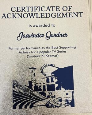 Jaswinder Gardner Instagram - Best supporting actress for my performance in sindoor ki keemat ❤️
.
.
.
#thank you @antaragni.iitkanpur 
#jaswindergardner #award #actor #bestsupportingactor #acknowledgement #thankyougod #honour #recognition #dangaltv @dangal_tv_channel @jgschoolofacting #feelingblessed #gratitude #happy #instagram #instagood #picoftheday #event #culturalevent