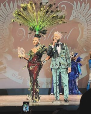 Jazelle Barbie Royale Instagram - Last night's national walk, headpiece and dress embellishments by @jazellbarbieroyale