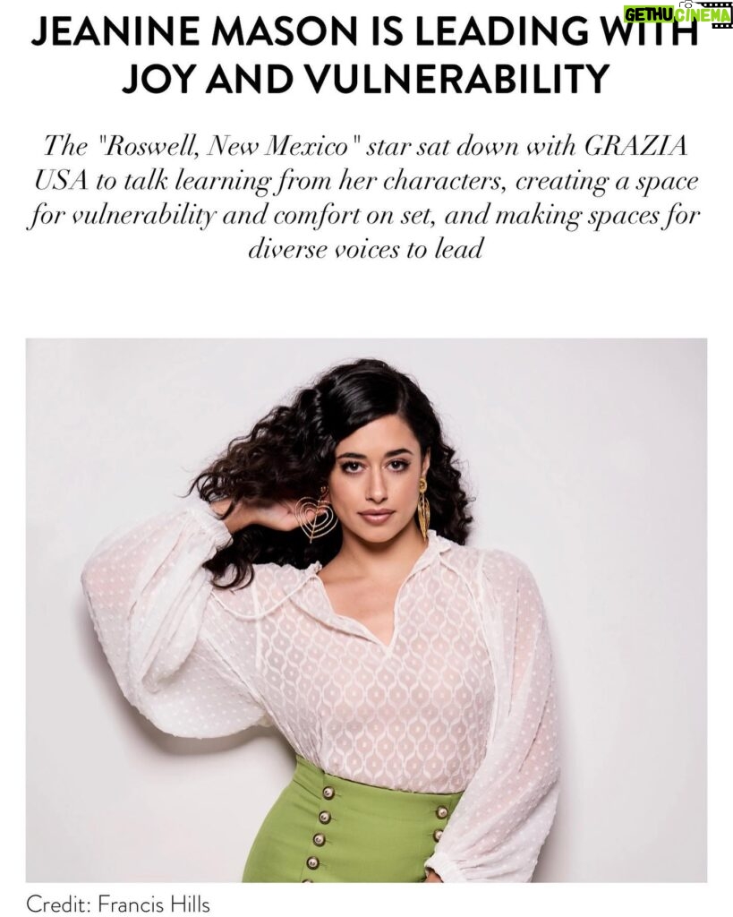 Jeanine Mason Instagram - Thank you @graziausa for the feature & @jshsokol for your lovely words. I really appreciate this one. Link in the bio.