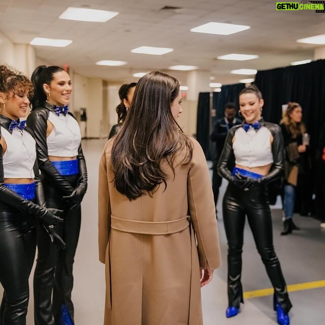 Jeanine Mason Instagram - Had the pleasure of meeting the badass @knickscitydancers this week. Adore them! And absolutely got emotional when @maddieobregon pulled out a photo of baby me signing a shirt for her on the @danceonfox tour. Are you kidding? So proud of you Maddie. Look at you go. 💙 @thegarden @nyknicks