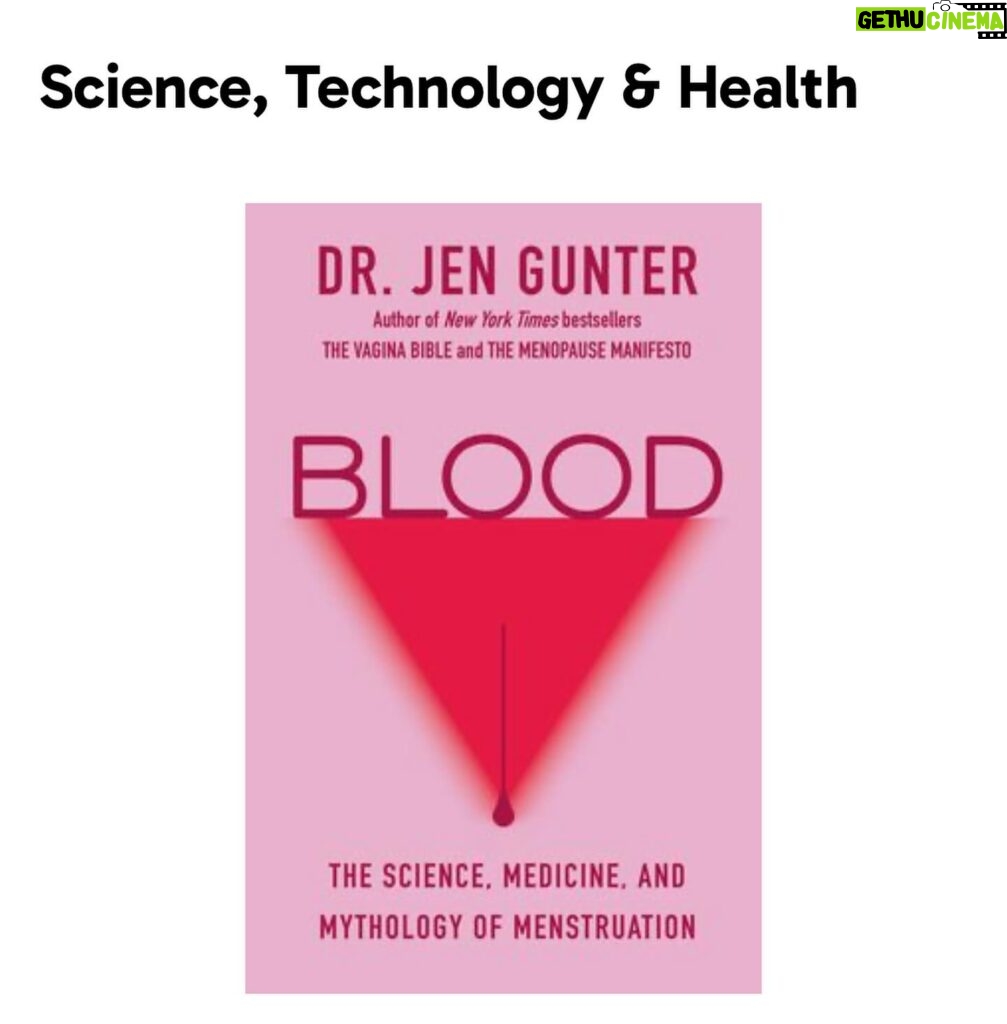 Jen Gunter Instagram - Pleasantly surprised to find out that Blood: The Science, Medicine, and Mythology of Menstruation is one of the most popular nonfiction books on @goodreads so far for 2024. I was surprised because my books always get some purposely awful reviews from the unregulated, unstudied pharmaceutical industry, a.k.a. those who support naturopaths, functional providers or all kinds, and the wellness industrial complex. To be clear, I review the evidence, such as it is, for many “natural” products in this book and it is patriarchal to say women should follow practices and therapies with essentially zero quality research! Don’t women deserve research? 🧐 it’s not my fault the studies are crap and the unscrupulous have no issue with that! I discuss a variety of different supplements in the book and present the research such as it is so people can make informed choices. I get questions in my DMs constantly, and almost always you can find the answer in Blood, one of my other books, or on The Vajenda! For example, this week I was asked about CBD tampons (info is in Blood), what to do when you are in your 20s and have not had a period in 4 months (answer in Blood), and what do I think of supplements for PMS (also in Blood!). Thank you to everyone who read Blood and reviewed it. It means a lot of me.