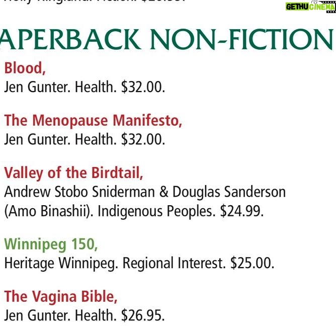 Jen Gunter Instagram - Wow Winnipeg! Three books on the local bestseller list!!! Thank you everyone! And thank you @mcnallyrobinson #Blood #MenopauseManifesto #VaginaBible