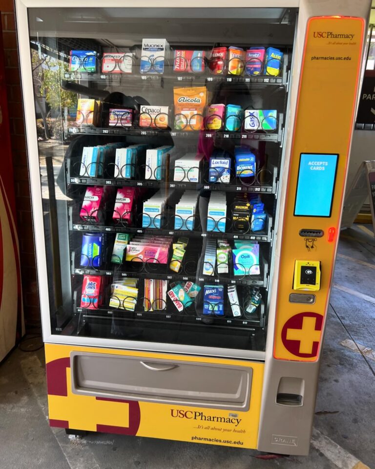 Jen Gunter Instagram - Love this pharmacy vending machine at USC! No GYNO crap to be found! Instead, birth control pills, plan B, condoms, tampons, COVID tests, and hydrocortisone (the thing to use in a pinch for a bad vulvar itch instead of Vagisil, the devil’s own sav. (Vagisil has benzocaine and this can cause allergic reactions and irritation. And we hate Vagisil because of they are a massive part of the feminine hygiene industry invested in the messaging that women smell).