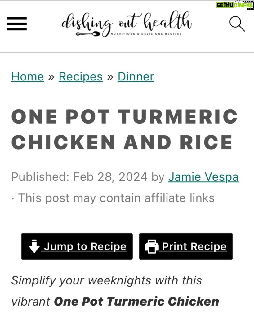 Jen Gunter Instagram - I just made this absolute winning one pot turmeric chicken and rice dinner from @dishingouthealth My photo is terrible (you can swipe to see), so I didn’t want to lead with it 😂 Instead of the canned lite coconut milk, I used the unsweetened coconut milk you find in the dairy case. I added green peas for extra veggies and protein. The sumac onions took it to the next level. It absolutely satisfied my Venn diagram of nutritious, delicious, and easy to make. Will definitely make again. Prep time was 20 minutes or so and another 25 minutes of baking.