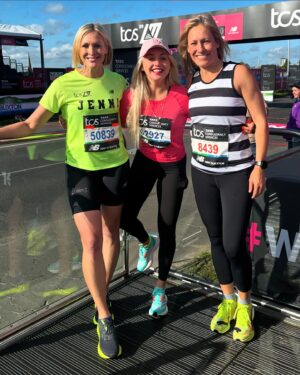 Jenni Falconer Instagram - What a day. 😍

London Marathon day is my favourite day of the year. 
Even today, when I had an issue with my toes, I still smiled I would say around 90% of the way round. (My toes cut open and were bleeding from mile 9-they really hurt). 

It may have prevented me getting the time I’d hoped but I was only 30 minutes behind with my walk/run combo. So I am super delighted with the end result. 

Thank you to everyone that called my name and cheered me on….you made a difference. The crowds get better and better every single year. Today was also a perfect marathon day-not too hot, blue skies, the sun was shining. ☀️ 

I couldn’t fault anything apart from perhaps sadly my trainers needed to be bigger. I will not make that mistake again. 

Well done to everyone who took on the 26.2 mile run and congratulations if you also crossed that finish line. What a special club that was today. I am incredibly proud to have been a part of it. 

Thank you @londonmarathon for putting on such an immense event. 

Now who’s going in the ballot for next year? 💙

#londonmarathon #marathon2024 #london