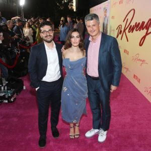 Jennifer Kaytin Robinson Instagram - Do Revenge Premiere in vintage @viviennewestwood 💕 

Styling: @kevinmichaelericson 
Hair: @kyleeheathhair 
Makeup: @adambreuchaud 
Everything else: @chaselehner @emsteinyyy