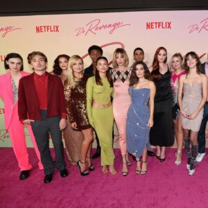 Jennifer Kaytin Robinson Instagram - Do Revenge Premiere in vintage @viviennewestwood 💕 

Styling: @kevinmichaelericson 
Hair: @kyleeheathhair 
Makeup: @adambreuchaud 
Everything else: @chaselehner @emsteinyyy