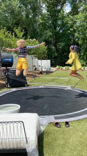 Jennifer Kaytin Robinson Instagram - This is Cami and Maya on the second day of shooting jumping on trampoline between takes. Do Revenge comes out in 10 days.