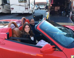 Jennifer Taylor Instagram - Beautiful day filming #SavedByGrace in downtown Bentonville! Thanks for the ride @cameronarnettactor @joe_donaldson_1 @skipstonepictures 
#visitbentonville #ferrari