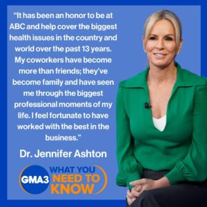 Jennifer Ashton Instagram - Award-winning journalist, best-selling author, nutritionist and double board-certified physician @drjashton has announced new plans for her women’s wellness company, Ajenda.

With these plans, Dr. Jen will be leaving ABC News at the end of June after 13 years.