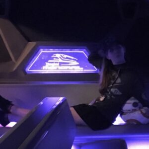 Jenny Nicholson Instagram - When you have an empty monorail car all to yourself you ride like this until the captain makes fun of you over the intercom (thx for scaring me to death Ethan)