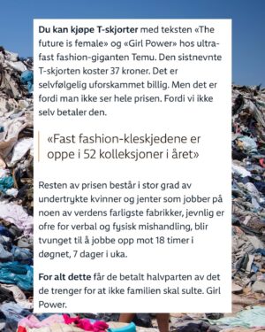Jenny Skavlan Instagram - I kjølvannet av kvinnedagen har jeg skrevet min første kronikk om hvor mye kvinnekamp det ligger i klesforbruket vårt. Les hele på nrk.no!