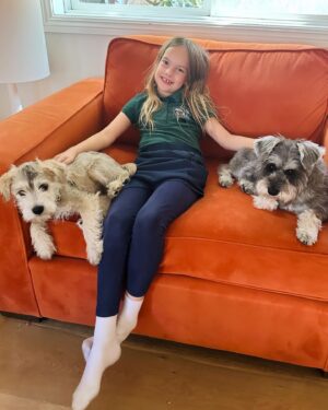 Jessica Collins Instagram - We have a new addition to our family. World… meet Charlie!!! 💙🐾
He’s from the same dog rescue as our dear Goldie. He’s a sweetheart and a very, very silly gent. Thank you @wagmorpets for helping these pups and bringing even more love into our home. ❤️🐾
#reacuedogsofinstagram 
#dogsofinstagram 
#dogmom