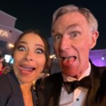Jessica Parker Kennedy Instagram – Thanks to @ronenrubinstein for bringing me to the #EMAAwards! And thank you to @billnye for making all of my childhood dreams come true when I met you! Also please make sure to follow @gloriawalton who is the the CEO and president of @100isnow which is doing extraordinary environmental work. Solutions solutions solutions!  It was so wonderful to spend time with you and your partner. 😊

The evening honored @maggiembaird who said in part, “Plant based food is not the only solution to climate change but there is no solution without it. We have the privilege to choose what we eat for the people who are most affected by climate change who are the least responsible for it.”

Makeup by @makeupbymotoko 
Hair by @josephchase
Diamonds by @vraiofficial 

@green4ema
