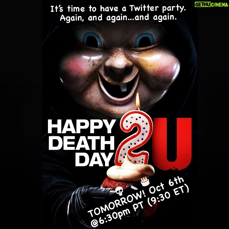 Jessica Rothe Instagram - TOMORROW! 6:30 PM PT (9:30 ET) join me, @thechrislandon and special guests for a Twitter watch party of @happydeathdaymovie brought to you by @headcountorg and those of you who registered to vote!!! ❤️ I’ll be logging onto IGLive before at 6 to answer your questions, tell behind the scenes stories, eat snacks, and just have a grand ol time. You can find the movie to rent on @amazonprimevideo for $3.99 or watch it for free on @amazonprimevideo or @hulu if you have a Cinemax subscription (or if you do a free trial for seven days). Be there! Or be...well, not there. Byeeeeeeee ❤️❤️❤️