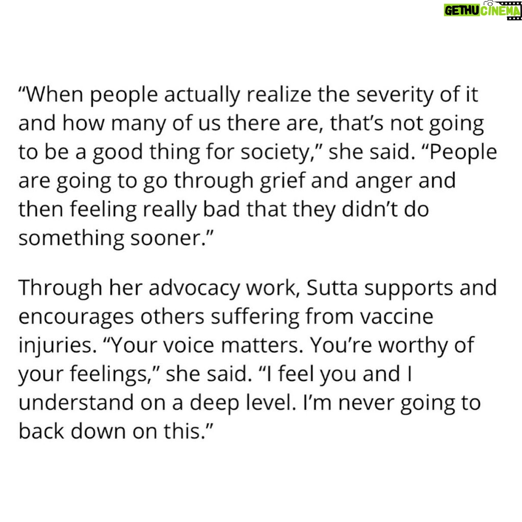 Jessica Sutta Instagram - Thank you to John-Michael Dumais at Children’s Health Defense for this interview. To my fellow injured & bereaved I love you and I won’t back down. And to the ones still asleep this is for you…”When people actually realize the severity of it and how many of us there are, that’s not going to be a good thing for society,” she said. “People are going to go through grief and anger and then feeling really bad that they didn’t do something sooner.” Full interview in my stories. 💜⚔️🔥🇺🇸