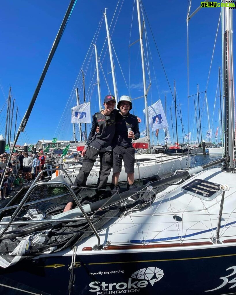 Jessica Watson Instagram - 📷 @officialrolexsydneyhobart @azzurroyachtracing photo dump: 1. Pretty much sums up the race 2. & 3. Letting down the team with my 🕶️ game - anything for a bit of relief from the saltwater onslaught 4. Ready for sked 😂 5. An S&S34 doing 14 knots 😮 6. Throwing up a wake on the final approach to the finish line - a very rare few minutes of downwind sailing 7. Azzurro fans 💙 and accurate representation of wave height 😏 8. Recovery underway. Time to pack the well-used hyperthermia blanket away. 9 stitches in @xavier.doerr ‘s hand. Let’s not talk about how “wonderful” the cabin smells 9. & 10. Just the best to share adventures with mates 💙💙💙