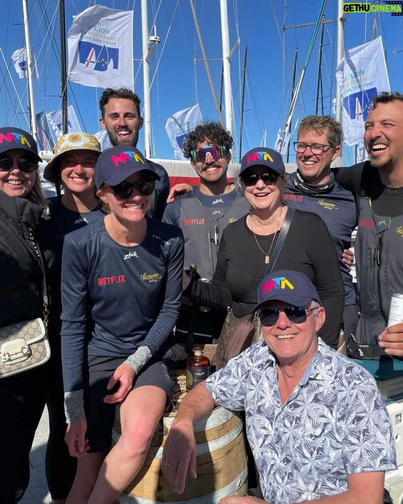 Jessica Watson Instagram - 📷 @officialrolexsydneyhobart @azzurroyachtracing photo dump: 1. Pretty much sums up the race 2. & 3. Letting down the team with my 🕶️ game - anything for a bit of relief from the saltwater onslaught 4. Ready for sked 😂 5. An S&S34 doing 14 knots 😮 6. Throwing up a wake on the final approach to the finish line - a very rare few minutes of downwind sailing 7. Azzurro fans 💙 and accurate representation of wave height 😏 8. Recovery underway. Time to pack the well-used hyperthermia blanket away. 9 stitches in @xavier.doerr ‘s hand. Let’s not talk about how “wonderful” the cabin smells 9. & 10. Just the best to share adventures with mates 💙💙💙