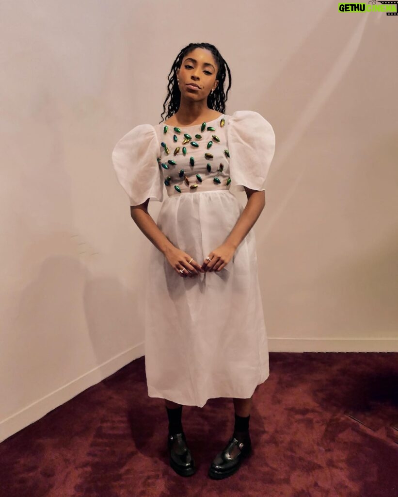 Jessica Williams Instagram - 🪲Entergalactic Premiere Afterparty Look! 🪲 I love @dauphinette.nyc so much! Thank you. Buggy Dress// @dauphinette.nyc True Size 11 shoes// @reformation Socks// @wolford Style// @sarahslutsky Makeup// @rebeccarestrepo Hair// @takishahair
