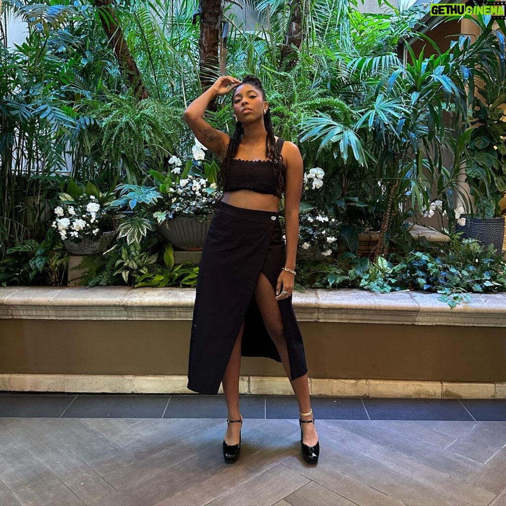 Jessica Williams Instagram - Heyyy Press Day in LA for the new show SHRINKING coming to @appletvplus in JAN!!! Thank you to my team and Apple for having me! Bomb Top & Skirt: @tanyataylor Shoes: @reformation Stylist: @sarahslutsky Makeup: @cherishbrookehill Hair: @marciahamilton