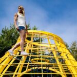 Jessie Graff Instagram - I love playgrounds. But as an adult, what do you do when you want to workout on the jungle gym and there are already kids on it? A. Go somewhere else. I don’t want to bother them B. Ask every parent there if they mind if i workout in the space, then work around them, trying to not get in their way C. Public parks are for every one! Just take turns! Parents, what would you want from an adult who wants to train? For me, it depends on the day and how badly i want to workout in this spot. I usually go with B, just to make sure everyone feels safe, but i do wish we had more grown up playgrounds! #playoutside #bigkidplayground