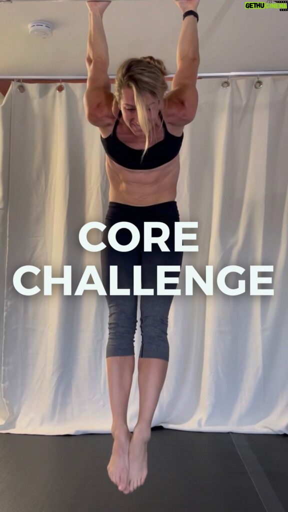 Jessie Graff Instagram - Core Challenge ⏰ Start Hanging from a bar & imagine a “clock” face around you. Bring your toes to each number on the clock starting at 6 and moving to 5 and then alternating sides of the clock. Love these Challenges? Join the CVG Movement Challenge - Happening NOW for FREE in the CVG Nation App. Start your year with healthy habits PLUS! Chances to win FREE CVG every day! . . . #fitness #fitnesschallenge #clockchallenge #corechallenge #cvgarmy #giveaway