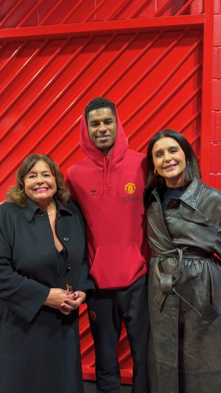Jessie Ware Instagram - If anyone has listened to the past 16 seasons of Table Manners, all Lennie has wanted to do was meet Marcus and have him over for tea. Well, thanks to United, the Theatre of Dreams gave us just that. A win against Luton and meeting Rashford. Slightly lost for words, but absolutely made up. Thank you Manchester United….now, about that tea with @marcusrashford on @tablemannerspodcast, shall we set a date? 😜