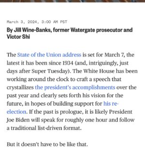 Jill Wine-Banks Instagram - One of us is 21, the other 80. We both agree President Biden has the record & experience to win. Together, we wrote about how President Biden can reach both our generations — starting this Thursday with his State of the Union address & beyond. Take a read & share.

•
•
•
#biden #msnbc #nbc #oped #writing #words #essay #president #presidentbiden #congress #speech #opinion #news #democrat #voting #2024 #election #democracy