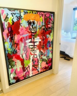 Jillian Warry Barberie Instagram - My mood right now. Dia De Los Muertos 36x48 acrylic oil spray paint on Canvas. DM if interested. Besos ❤️