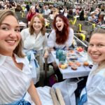Jillian Rose Reed Instagram – Girls in white dresses with blue satin sashes but make it a vibe🩵🖤 #soundofmusic #hollywoodbowl