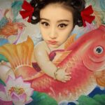 Jing Tian Instagram - Today, In China, senior highs are experiencing THE most important examination in their life. Carp is the symbol for auspicious, it also has the ability to jump over the gate becomes a fearless dragon. Then... I got in. Am I suppose to give them a hand with my chubby little arm?😂