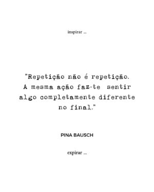 Joana Seixas Instagram - ••• Dia Mundial do Teatro 

Quando me perguntam como é “repetir” todas as noites o mesmo espetáculo. 

“Repetition is not repetition. The same action makes you feel something completely different by the end.” 🩶

PINA BAUSCH

#pinabausch #diamundialdoteatro