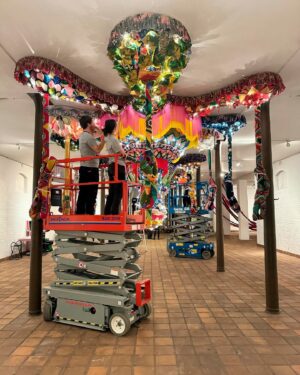 Joana Vasconcelos Instagram - Find out more about how the exhibition “Le Château des Valkyries” at Gottorf Castle was put together. 
Ten impressive artworks can be seen on the Museum Island in Schleswig, including the Valkyries Marina Rinaldi, Martha and Thyra, the last one made with Dior fabrics, in partnership with the fashion house. Another monumental work - Ostfriesland - is on display at the Ornamental Cast Iron Museum in Büdelsdorf. Visit until 27 October!

❤️❤️❤️

Descubra um pouco da montagem da exposição “Le Château des Valkyries” no Castelo de Gottorf.
Na Ilha dos Museus, em Schleswig, podem ser vistas dez instalações que preenchem as salas, incluindo as Valquírias Marina Rinaldi, Martha e Thyra, esta última realizada com tecidos Dior, em parceria com a casa francesa. Outra obra monumental - Ostfriesland - está exposta no Museu de Ferro Fundido Ornamental em Büdelsdorf. Visite até 27 de outubro!

📸 © Paula Leitão
@schloss_gottorf
#lechateaudesvalkyries #valkyries #valquirias #gottorf #schleswig #schlossgottorf  #landesmuseensh #opening #makingof #wip #textileart #artetextil #escultura #sculpture #janavasconcelos #artecontemporanea #contemporaryart #art #arte