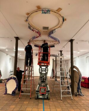 Joana Vasconcelos Instagram - Find out more about how the exhibition “Le Château des Valkyries” at Gottorf Castle was put together. 
Ten impressive artworks can be seen on the Museum Island in Schleswig, including the Valkyries Marina Rinaldi, Martha and Thyra, the last one made with Dior fabrics, in partnership with the fashion house. Another monumental work - Ostfriesland - is on display at the Ornamental Cast Iron Museum in Büdelsdorf. Visit until 27 October!

❤️❤️❤️

Descubra um pouco da montagem da exposição “Le Château des Valkyries” no Castelo de Gottorf.
Na Ilha dos Museus, em Schleswig, podem ser vistas dez instalações que preenchem as salas, incluindo as Valquírias Marina Rinaldi, Martha e Thyra, esta última realizada com tecidos Dior, em parceria com a casa francesa. Outra obra monumental - Ostfriesland - está exposta no Museu de Ferro Fundido Ornamental em Büdelsdorf. Visite até 27 de outubro!

📸 © Paula Leitão
@schloss_gottorf
#lechateaudesvalkyries #valkyries #valquirias #gottorf #schleswig #schlossgottorf  #landesmuseensh #opening #makingof #wip #textileart #artetextil #escultura #sculpture #janavasconcelos #artecontemporanea #contemporaryart #art #arte