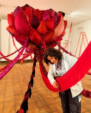 Joana Vasconcelos Instagram - Find out more about how the exhibition “Le Château des Valkyries” at Gottorf Castle was put together. 
Ten impressive artworks can be seen on the Museum Island in Schleswig, including the Valkyries Marina Rinaldi, Martha and Thyra, the last one made with Dior fabrics, in partnership with the fashion house. Another monumental work - Ostfriesland - is on display at the Ornamental Cast Iron Museum in Büdelsdorf. Visit until 27 October!

❤️❤️❤️

Descubra um pouco da montagem da exposição “Le Château des Valkyries” no Castelo de Gottorf.
Na Ilha dos Museus, em Schleswig, podem ser vistas dez instalações que preenchem as salas, incluindo as Valquírias Marina Rinaldi, Martha e Thyra, esta última realizada com tecidos Dior, em parceria com a casa francesa. Outra obra monumental - Ostfriesland - está exposta no Museu de Ferro Fundido Ornamental em Büdelsdorf. Visite até 27 de outubro!

📸 © Paula Leitão
@schloss_gottorf
#lechateaudesvalkyries #valkyries #valquirias #gottorf #schleswig #schlossgottorf  #landesmuseensh #opening #makingof #wip #textileart #artetextil #escultura #sculpture #janavasconcelos #artecontemporanea #contemporaryart #art #arte