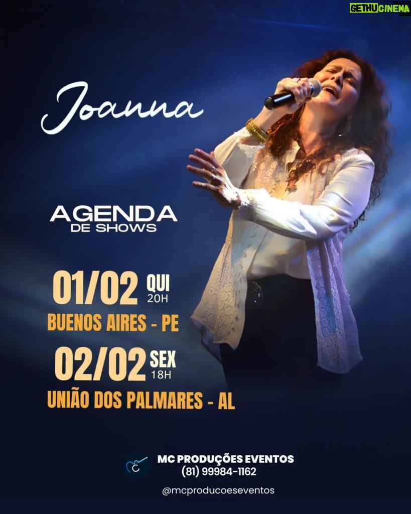 Joanna Instagram - Alô, amigos de Pernambuco e Alagoas. Vamos iniciar o mês de fevereiro juntinhos, cantando e se emocionando com meus grandes clássicos. Comente qual música não pode faltar nestes shows. #joanna #musica #apresentação #pernambuco #alagoas #cantorajoanna #musicabrasil #anos80 #anos90 #flashback